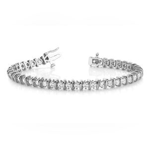 14KT WHITE GOLD NATURAL DIAMONDS STATION TENNIS BRACELET